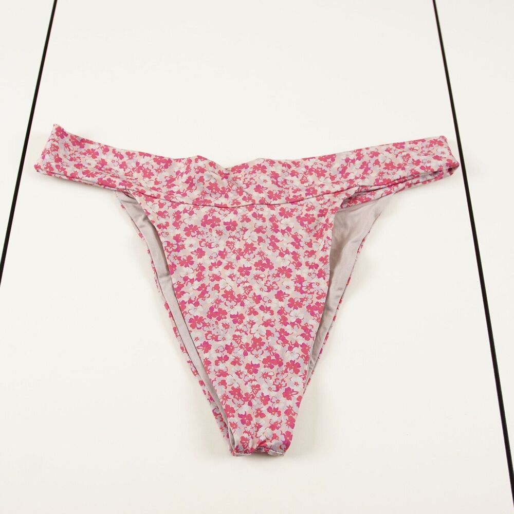 Frankie's Bikinis Nick Cheeky Delia Pink Floral Print Swim Bottoms Womens Sz XL
